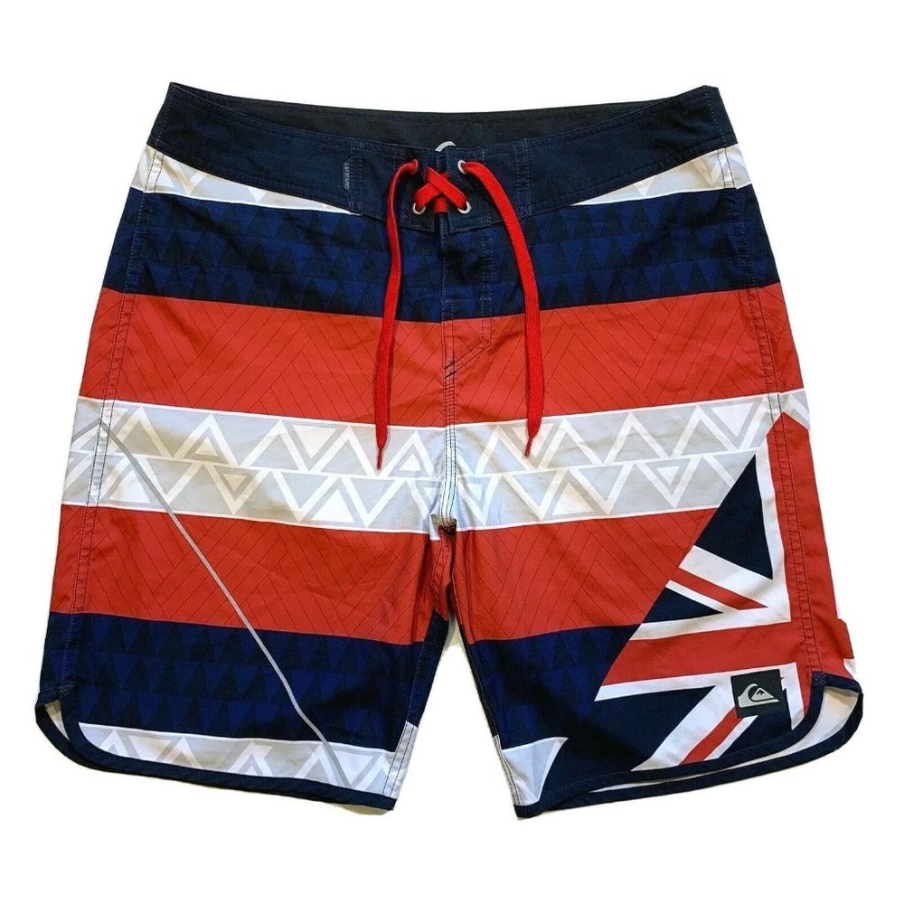 Quiksilver Board Shorts Swim Trunks Men’s 34 Surfing Beach Color Block‎ Striped